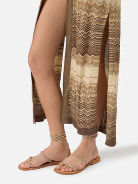 Brown Tonia long cardigan in knit