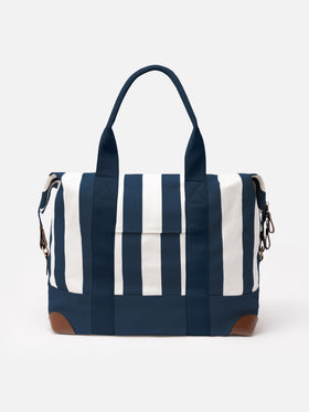 Travel Duffel Bag in canvas di cotone con stampa a righe blu
