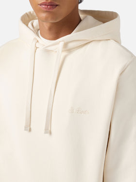 Felpa Tribeca in cotone crema con cappuccio e ricamo St. Barth
