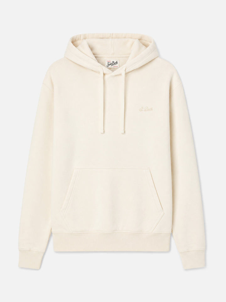 Felpa Tribeca in cotone crema con cappuccio e ricamo St. Barth