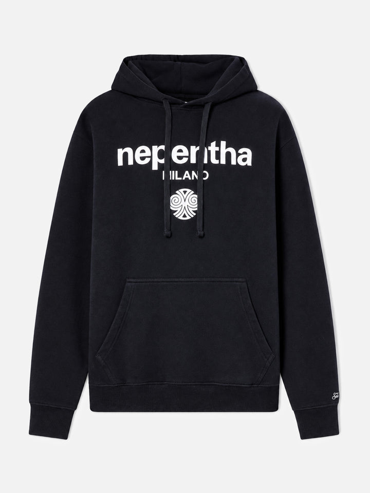 Schwarzer Tribeca Hoodie aus Baumwolle mit Nepentha-Print | NEPENTHA SPECIAL EDITION 