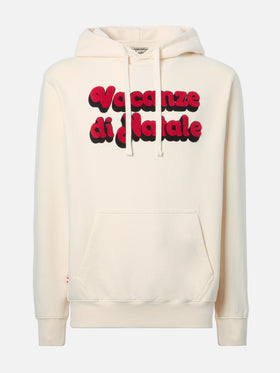 Tribeca cotton hoodie in white with Vacanze di Natale embroidery | VACANZE DI NATALE SPECIAL EDITION