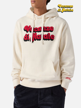 Tribeca cotton hoodie in white with Vacanze di Natale embroidery | VACANZE DI NATALE SPECIAL EDITION