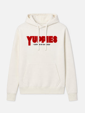 Sweat à capuche Tribeca en coton blanc avec imprimé flock Yuppies | YUPPIES SPECIAL EDITION 
