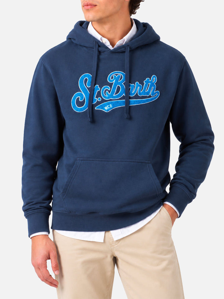 Sudadera con capucha Tribeca blue con parche de rizo 