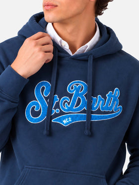 Sudadera con capucha Tribeca blue con parche de rizo 