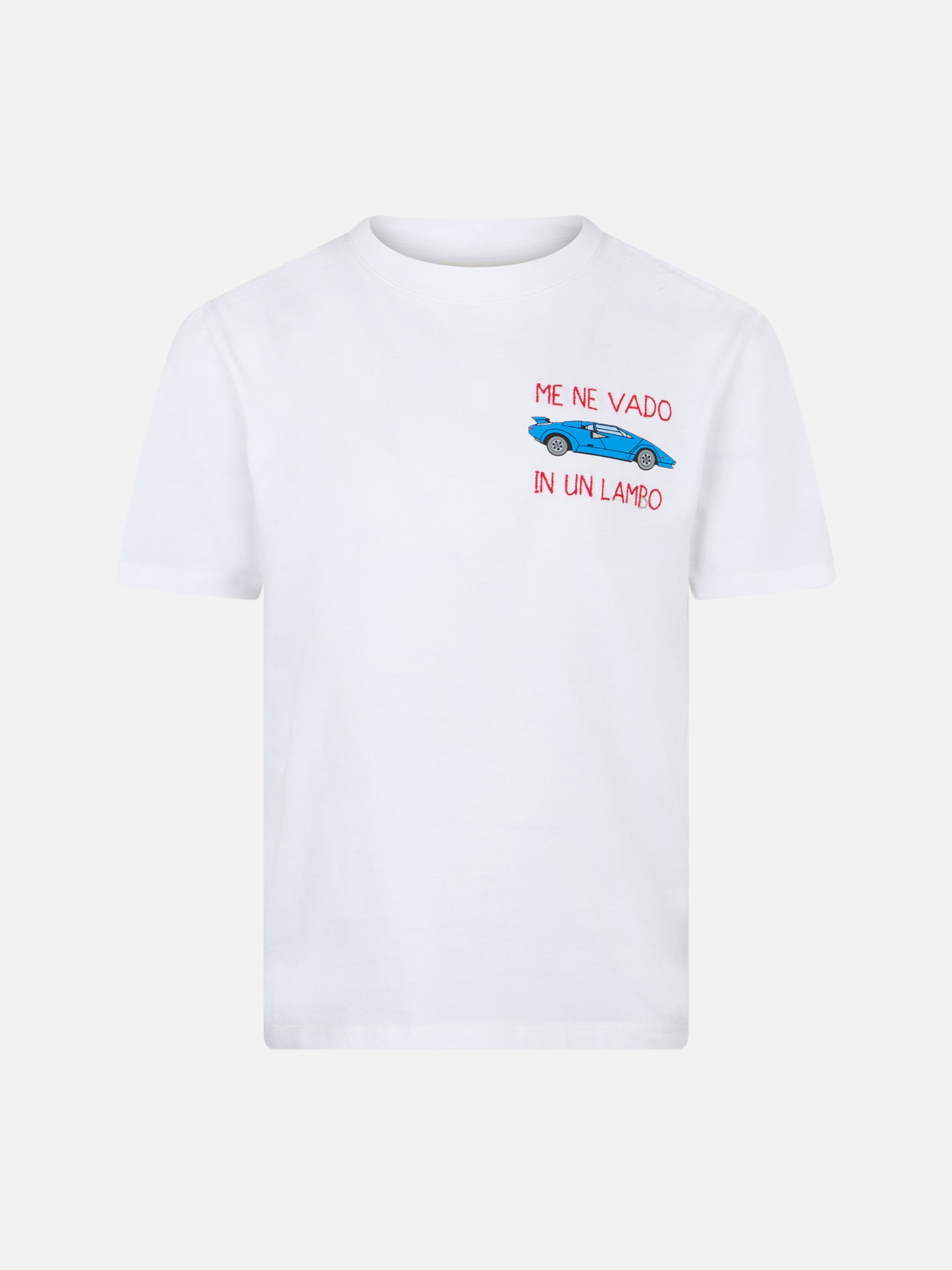 Boy cotton t-shirt with Me ne vado in un lambo embroidery - MC2 Saint Barth