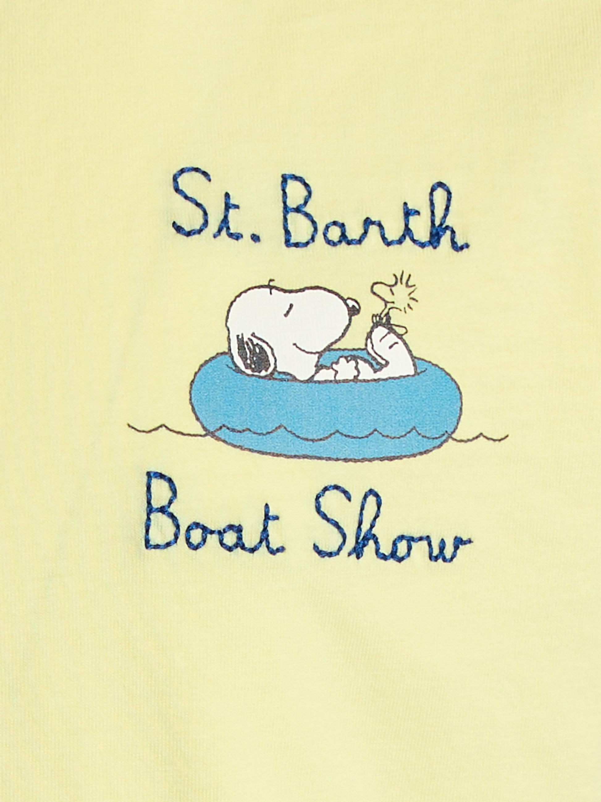 Boy cotton t-shirt with Snoopy print and St. Barth boat show embroidery | SNOOPY PEANUTS SPECIAL EDITION - MC2 Saint Barth