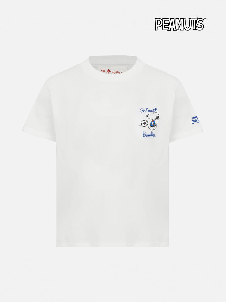T-shirt in cotone con ricamo St. Barth bomber e stampa Snoopy | SNOOPY PEANUTS® SPECIAL EDITION