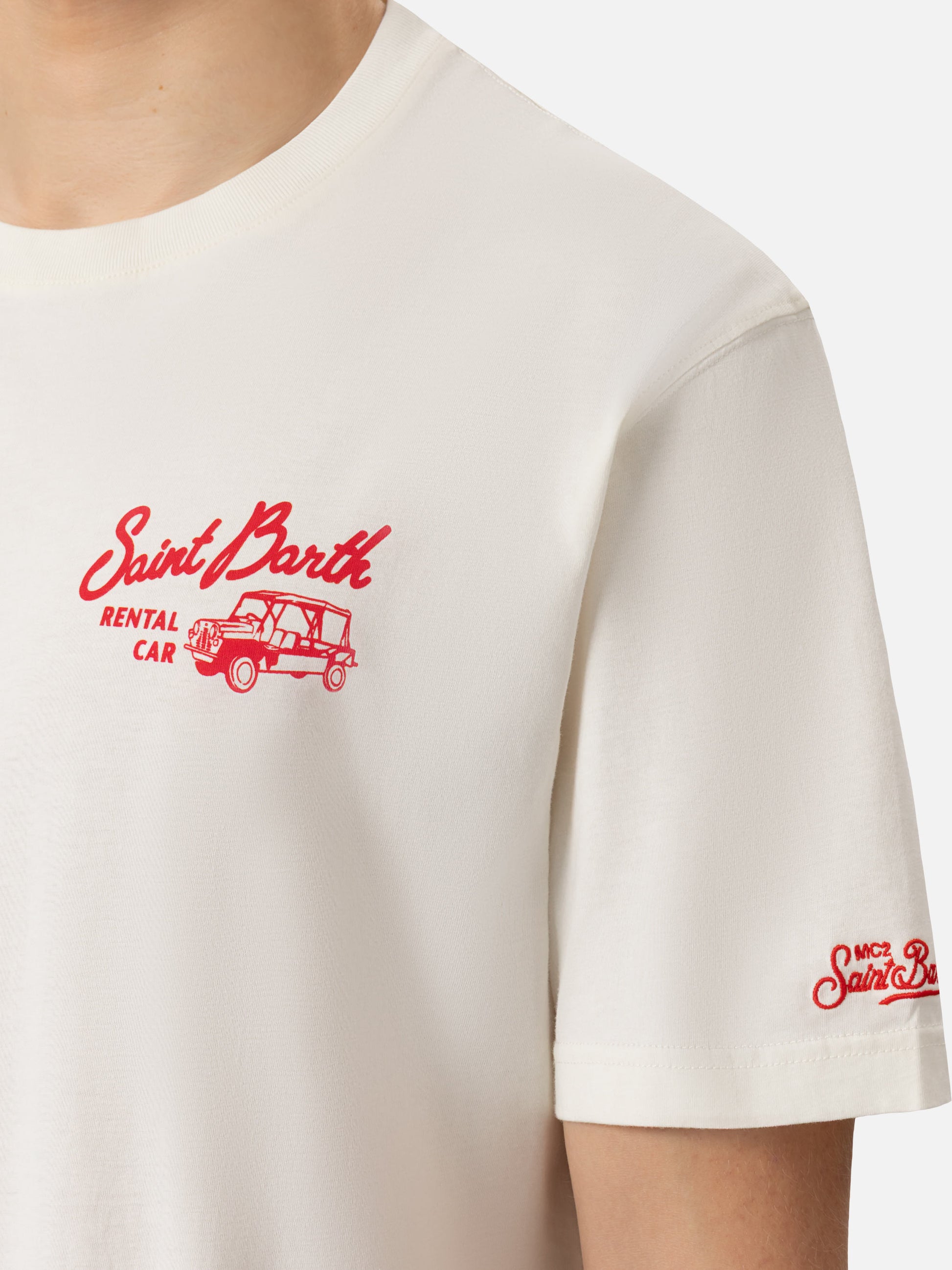 Organic cotton T-shirt with Saint Barth rental car print - MC2 Saint Barth