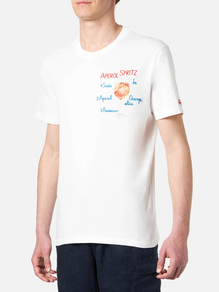 Man cotton t-shirt with Aperol Spritz front embroidery | APEROL SPECIAL EDITION
