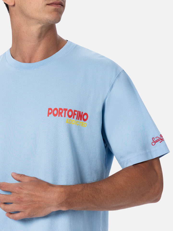 Man cotton t-shirt with Portofino Addicted postcard placed print - MC2 Saint Barth