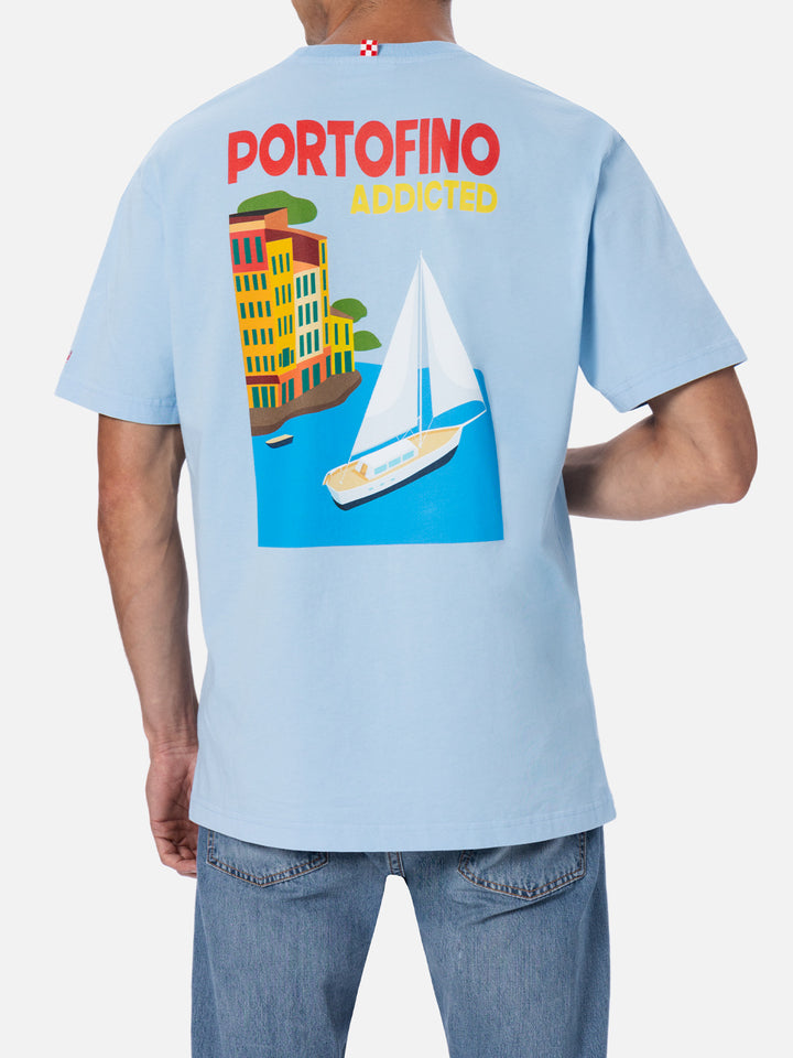 Man cotton t-shirt with Portofino Addicted postcard placed print - MC2 Saint Barth