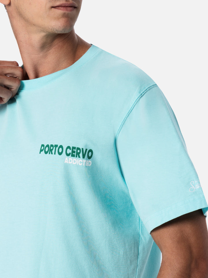 Man cotton t-shirt with Porto Cervo Addicted postcard placed print - MC2 Saint Barth