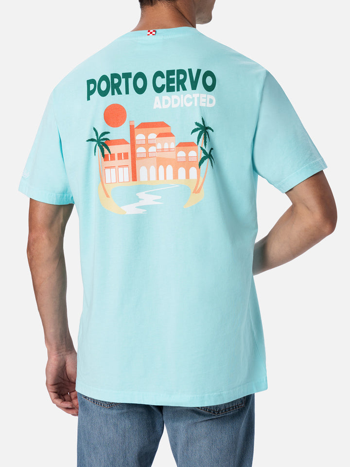 Man cotton t-shirt with Porto Cervo Addicted postcard placed print - MC2 Saint Barth