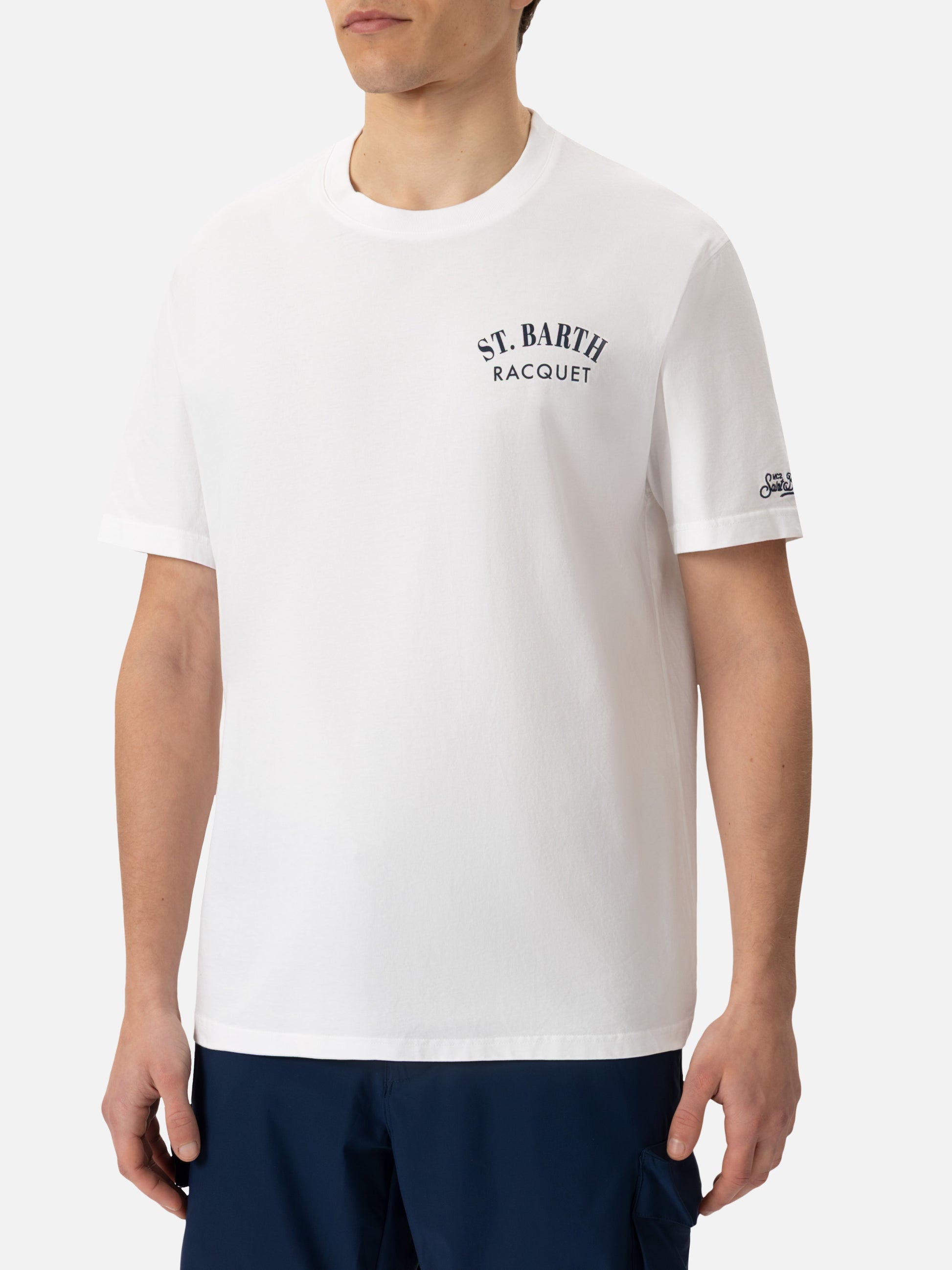 Organic cotton T-shirt with Saint Barth tennis racquet print - MC2 Saint Barth