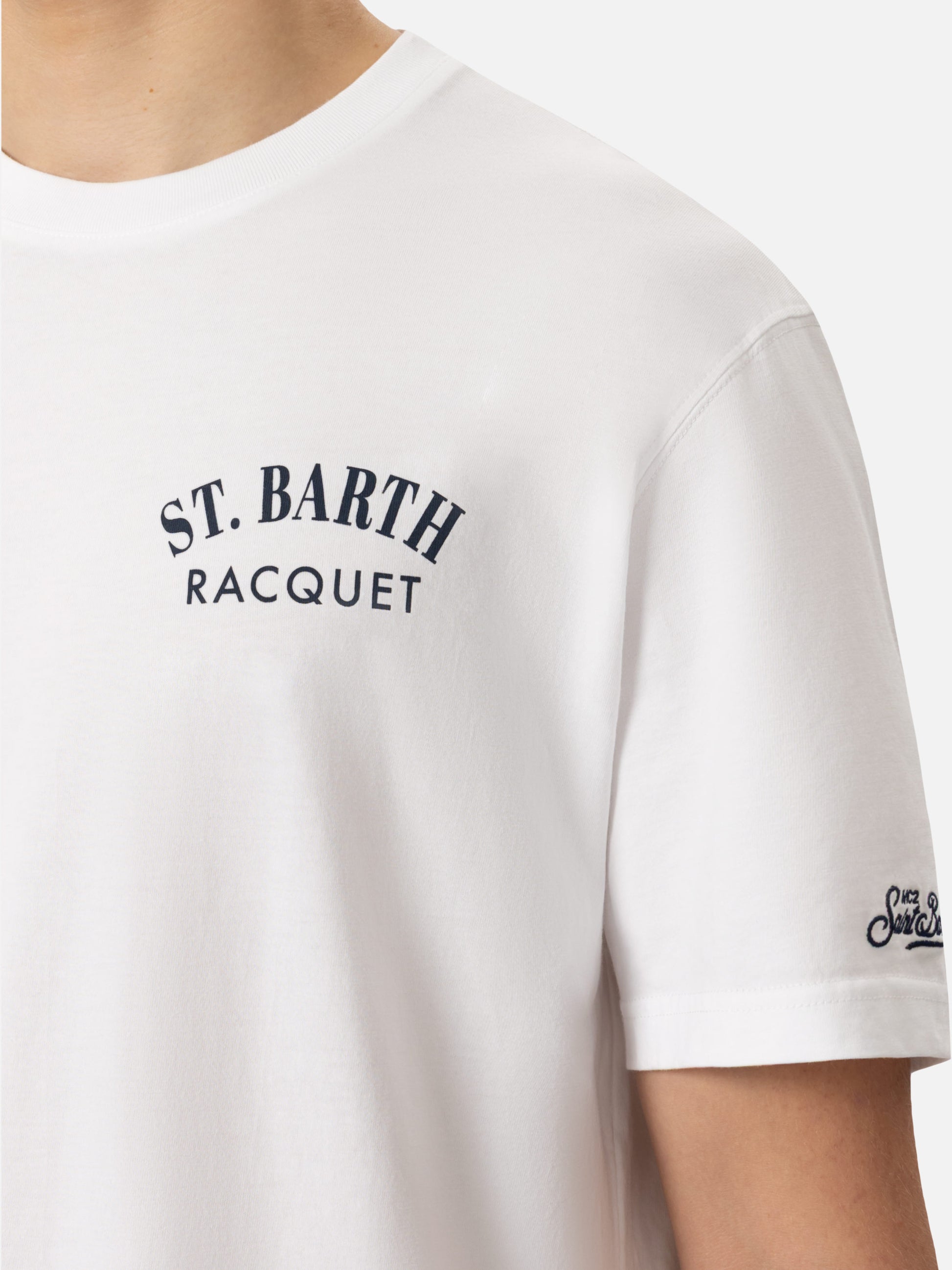Organic cotton T-shirt with Saint Barth tennis racquet print - MC2 Saint Barth