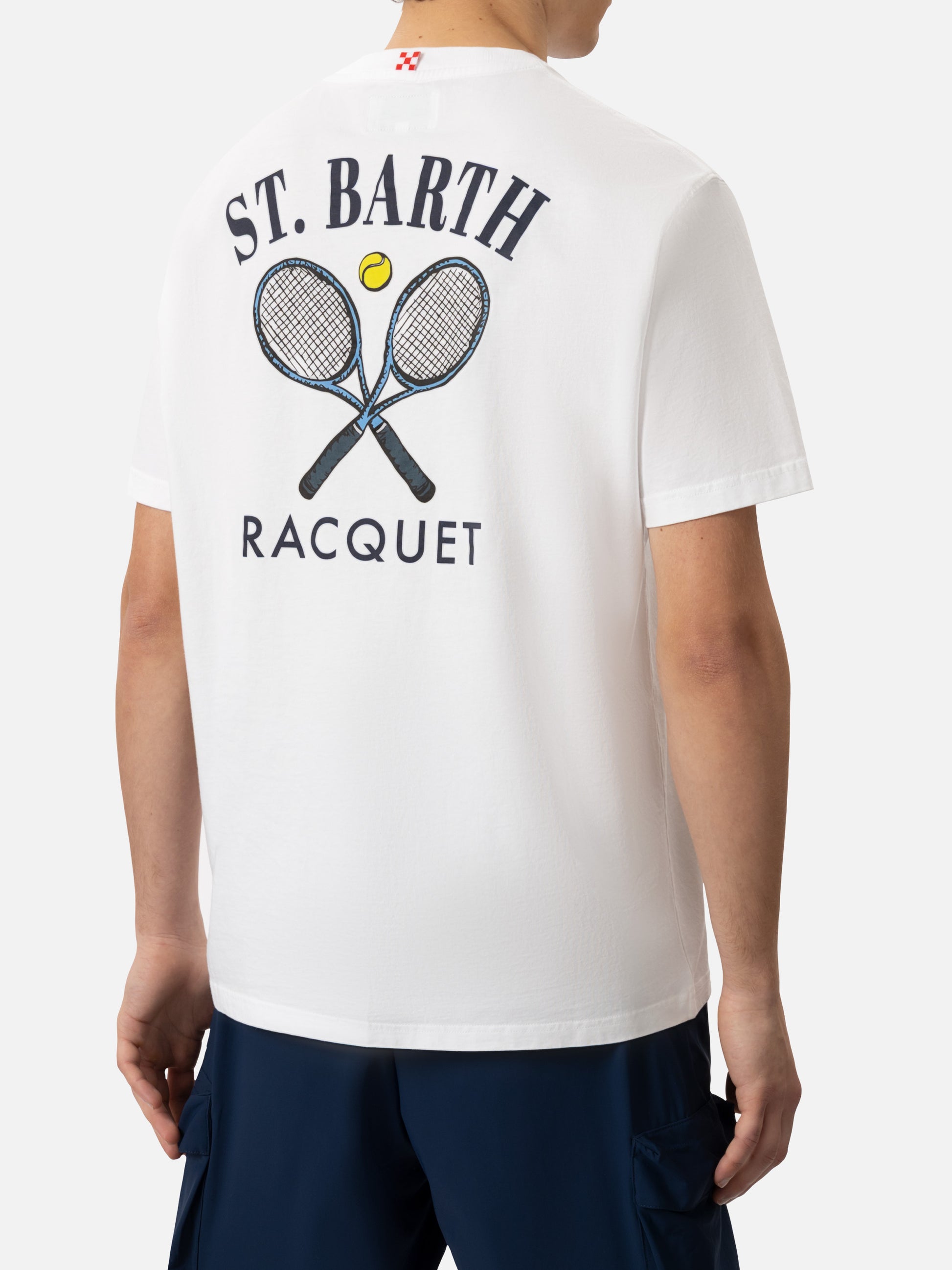 Organic cotton T-shirt with Saint Barth tennis racquet print - MC2 Saint Barth