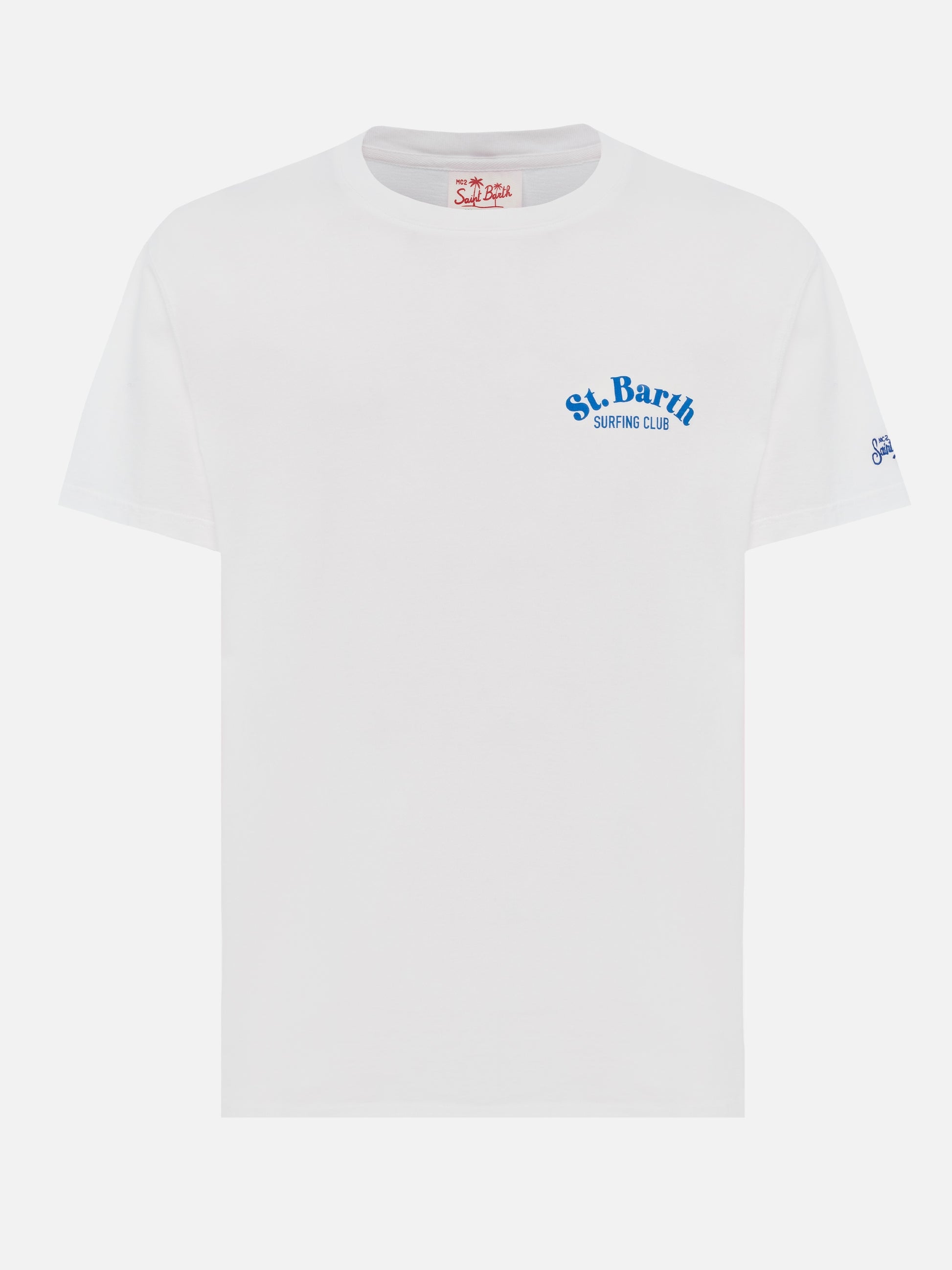 Off-white cotton T-shirt with St. Barth hunting wave print - MC2 Saint Barth