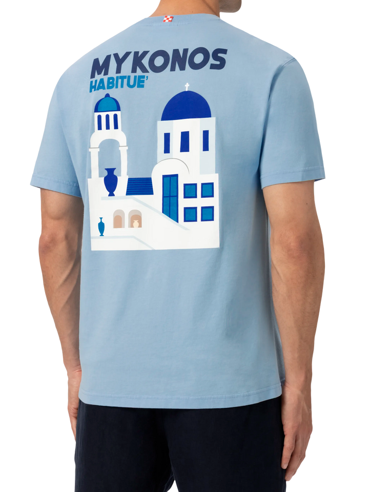 Cotton T-shirt with Mykonos postcard print - MC2 Saint Barth