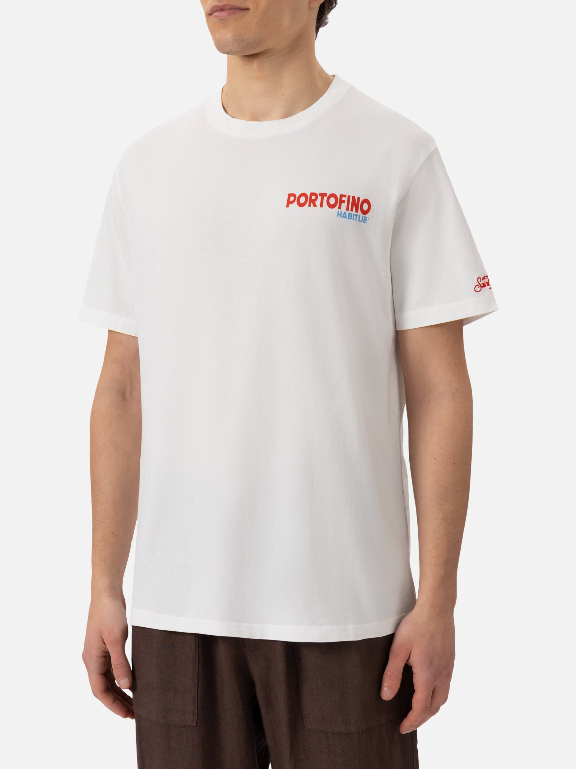 Cotton T-shirt with Portofino postcard print - MC2 Saint Barth