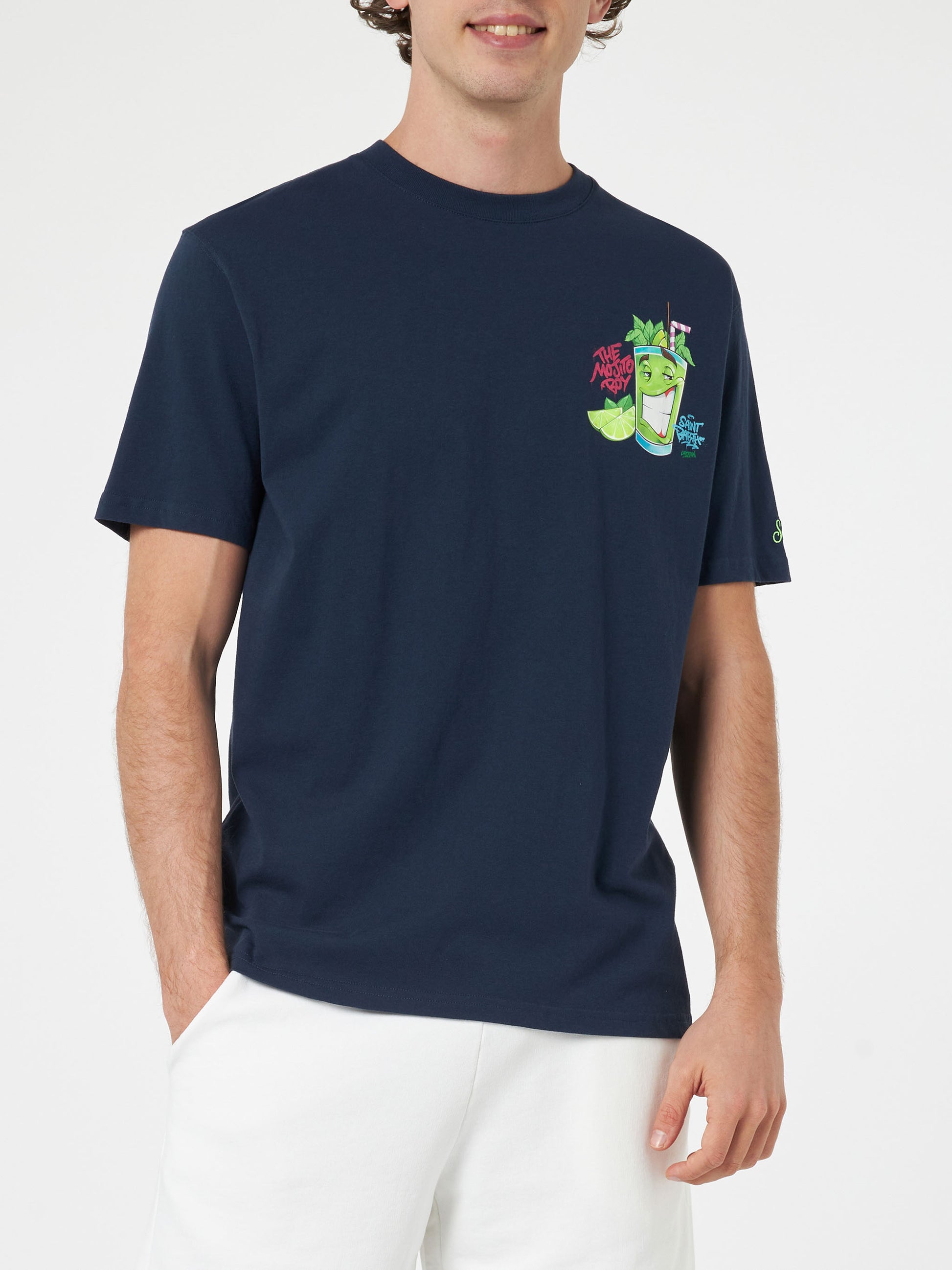 Man cotton t-shirt with Cryptopuppets Mojito front and back placed print | CRYPTOPUPPETS SPECIAL EDITION - MC2 Saint Barth