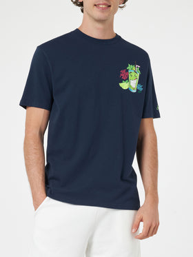 Man cotton t-shirt with Cryptopuppets Mojito front and back placed print | CRYPTOPUPPETS SPECIAL EDITION - MC2 Saint Barth