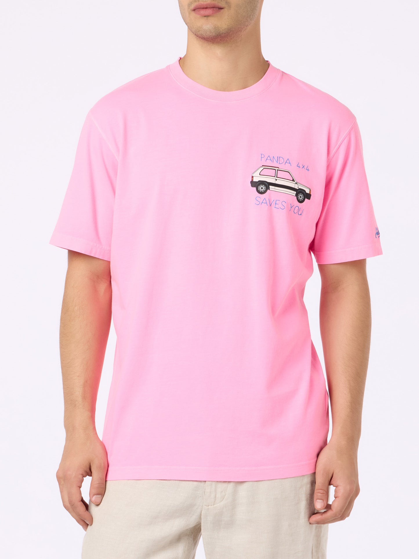Cotton t-shirt with Panda print and embroidery | FIAT PANDA SPECIAL EDITION - MC2 Saint Barth