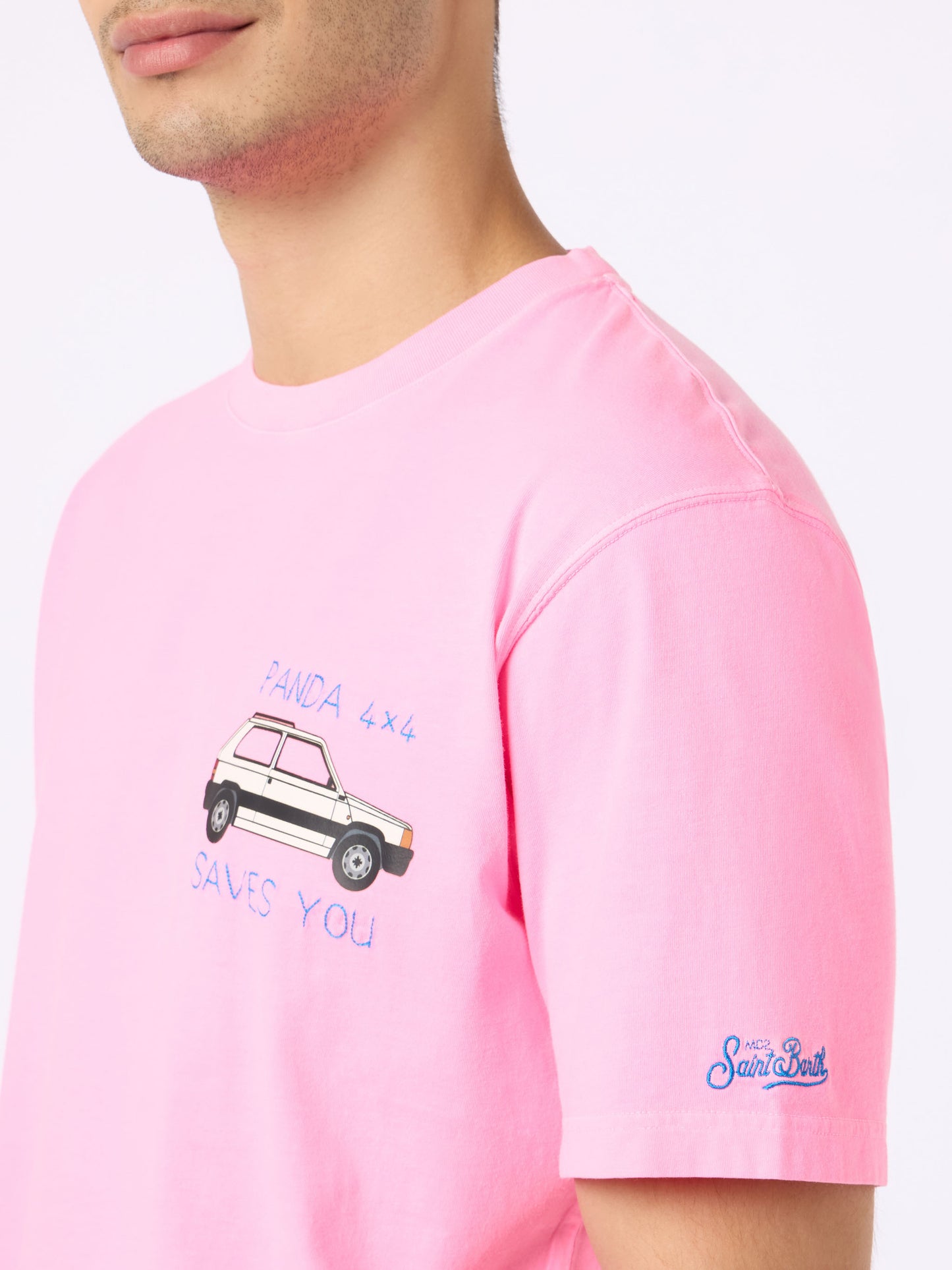 Cotton t-shirt with Panda print and embroidery | FIAT PANDA SPECIAL EDITION - MC2 Saint Barth