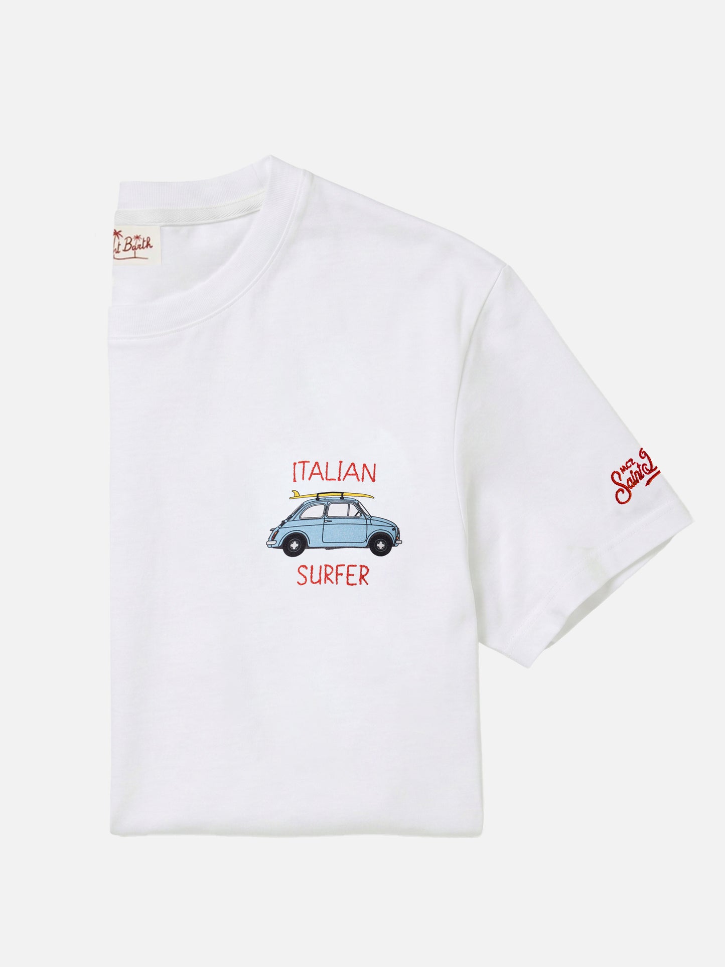 T-shirt Fiat 500 con stampa e ricamo surf bianco | Special Edition