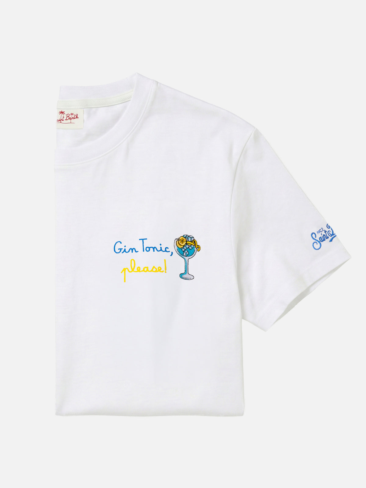 Camiseta de algodón orgánico con bordado gin tonic, please! 