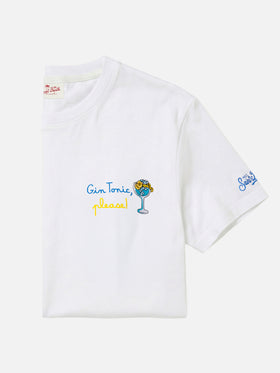 Camiseta de algodón orgánico con bordado gin tonic, please! 
