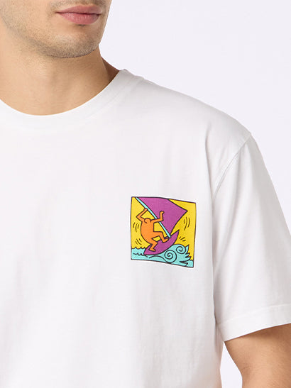 Man cotton t-shirt with Keith Haring design front and back print | KEITH HARING SPECIAL EDITION - MC2 Saint Barth