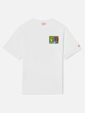 Baumwoll-T-Shirt für Herren mit Aufdruck im Keith-Haring-Design auf der Vorder- und Rückseite | KEITH HARING SONDERAUSGABE