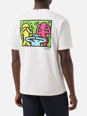 Baumwoll-T-Shirt für Herren mit Aufdruck im Keith-Haring-Design auf der Vorder- und Rückseite | KEITH HARING SONDERAUSGABE