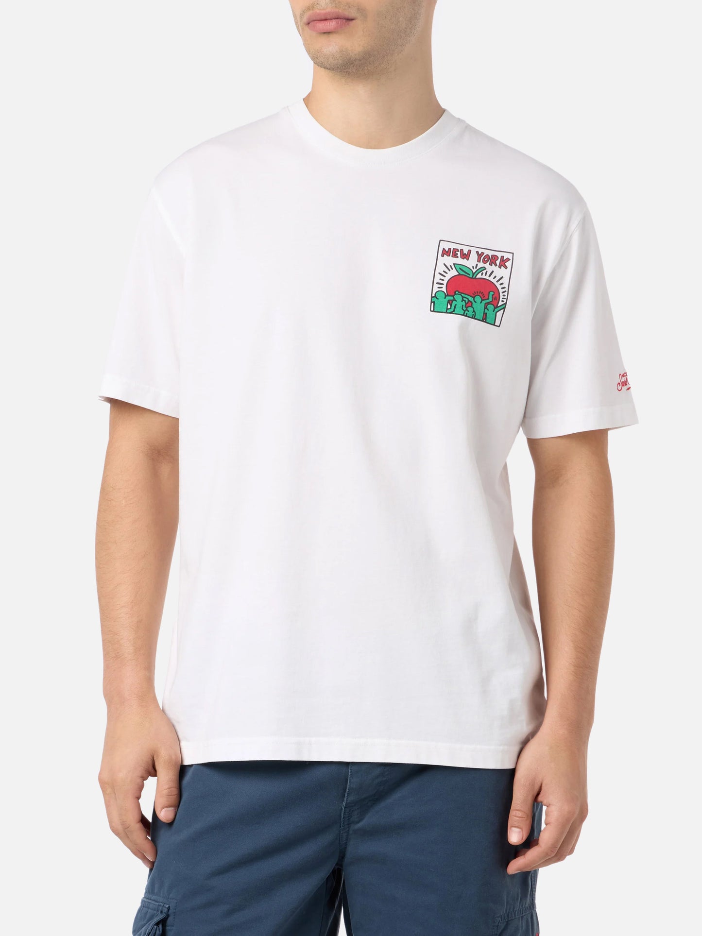 Man cotton t-shirt with Keith Haring design front and back print | KEITH HARING SPECIAL EDITION