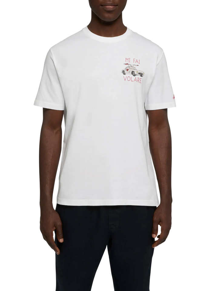 Cotton T-shirt with Mi fai volare embroidery - MC2 Saint Barth