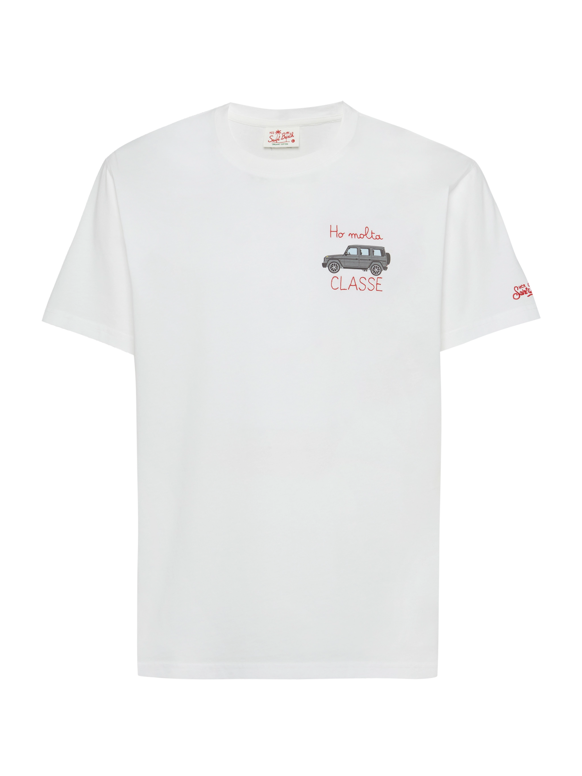 Cotton T-shirt with Ho molta classe embroidery and car print - MC2 Saint Barth