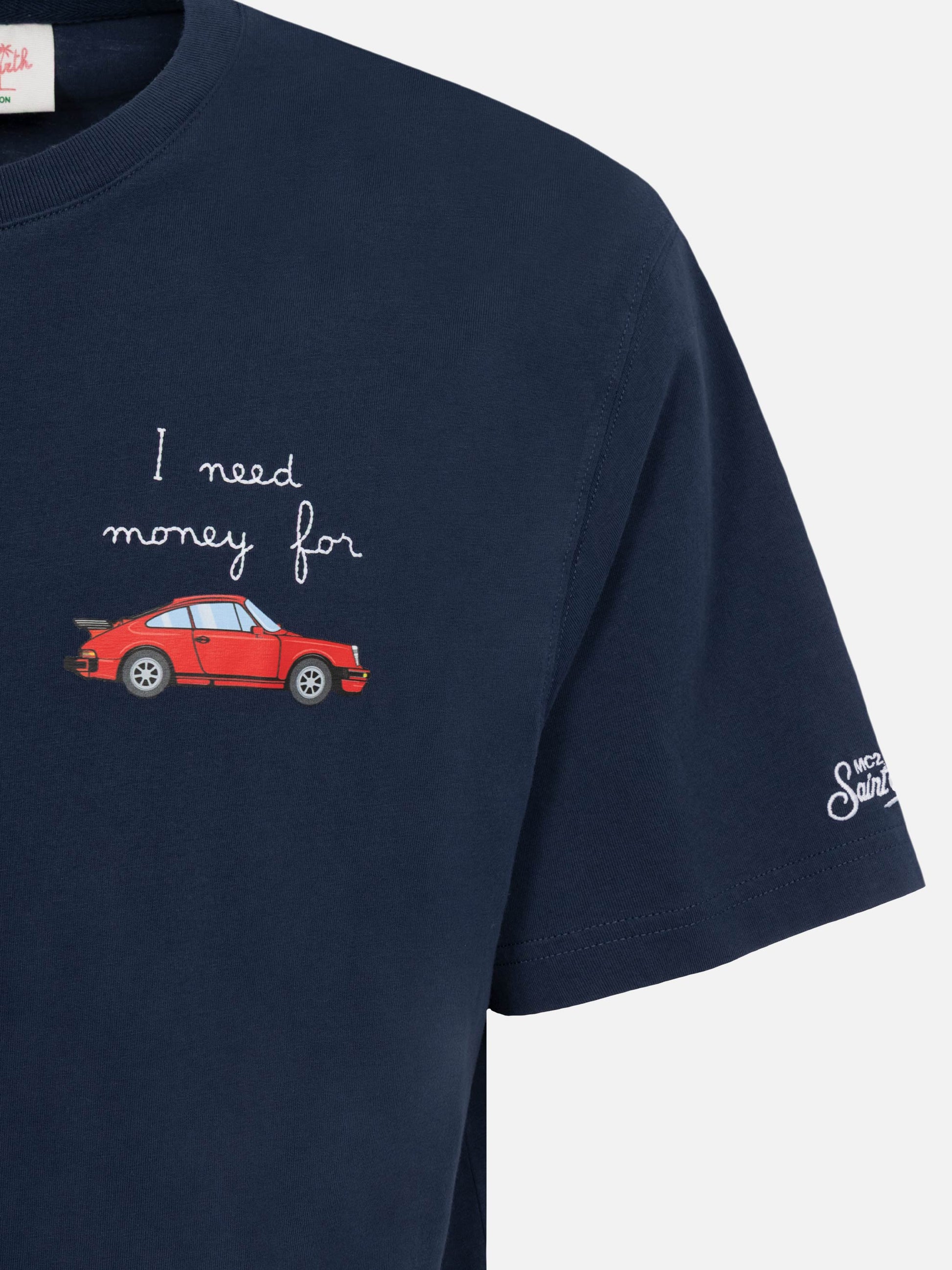Cotton T-shirt with I need money for… embroidery - MC2 Saint Barth