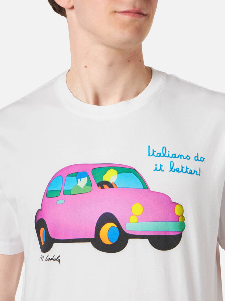 Cotton T-shirt with Lodola car print | MARCO LODOLA SPECIAL EDITION