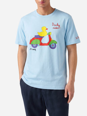 Light blue Man t-shirt with duck scooter print | Special Edition
