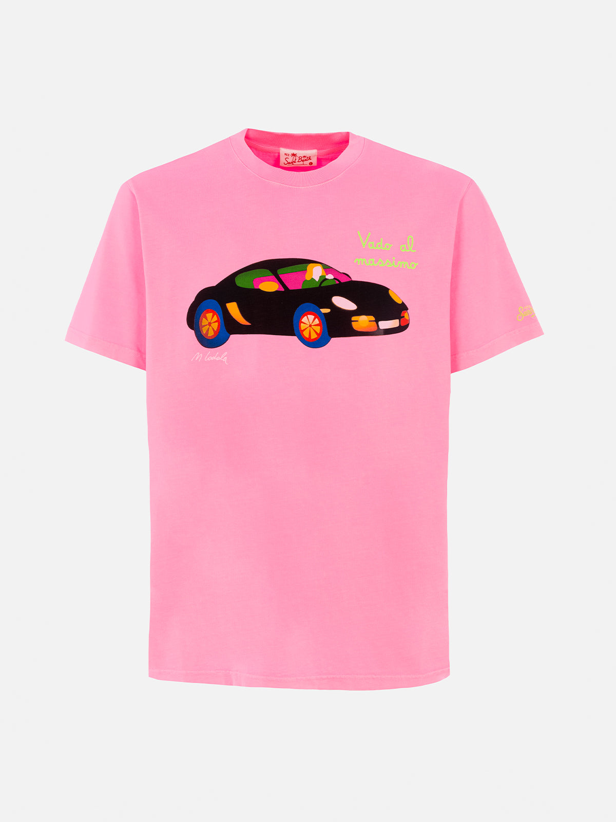 Baumwoll-T-Shirt für Herren mit platziertem Lodola-Aufdruck und Stickerei | MARCO LODOLA SPECIAL EDITION