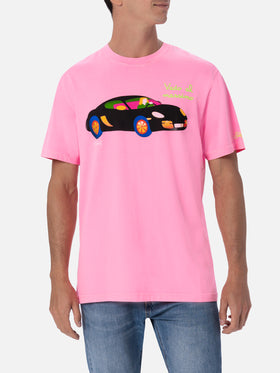 Baumwoll-T-Shirt für Herren mit platziertem Lodola-Aufdruck und Stickerei | MARCO LODOLA SPECIAL EDITION