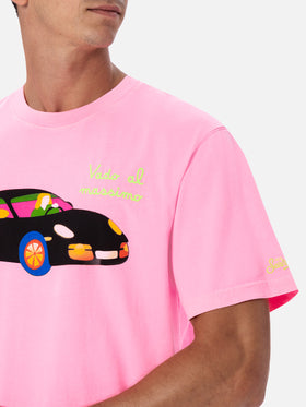 Baumwoll-T-Shirt für Herren mit platziertem Lodola-Aufdruck und Stickerei | MARCO LODOLA SPECIAL EDITION