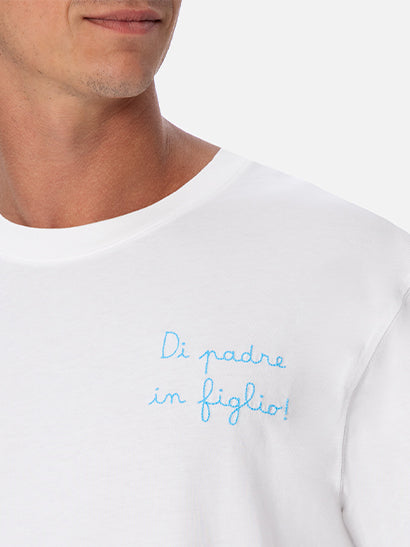 Man cotton t-shirt with Di Padre in Figlio embroidery | SS LAZIO SPECIAL EDITION - MC2 Saint Barth