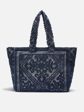 Tufting Cotton Tote Bag blu navy