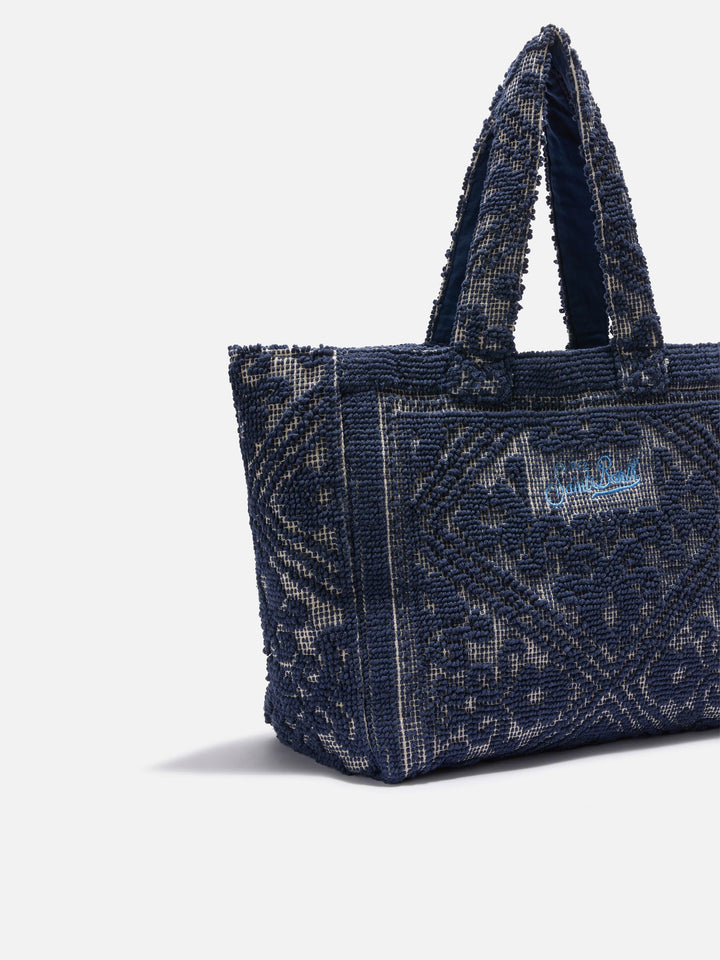 Tufting Cotton Tote Bag blu navy