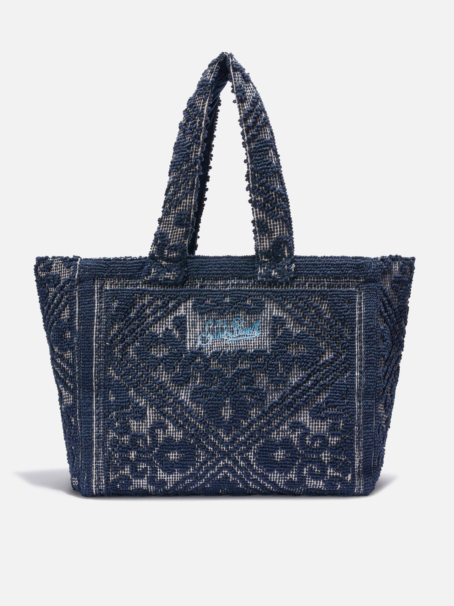 Tufting Cotton Tote Bag blu navy