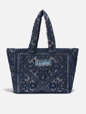 Tufting Cotton Tote Bag blu navy