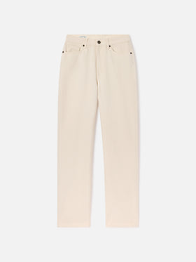 Pantalon June en denim de coton Off white avec broderie logo 